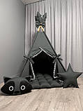 Вігвам для дітей Графіт 22 БОНБОН з Кошиком Повний комплект, вігвам для хлопчика, вігвам для дівчинки, дитячий вігвам, вігвам, фото 2