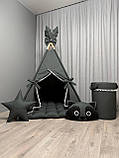 Вігвам для дітей Графіт 22 БОНБОН з Кошиком Повний комплект, вігвам для хлопчика, вігвам для дівчинки, дитячий вігвам, вігвам, фото 4