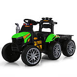 Дитячий електричний трактор Bambi M 6219 EBLR-5 з причепом, зелений, фото 2