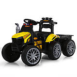 Дитячий електричний трактор Bambi M 6219 EBLR-6 з причепом, жовтий, фото 2