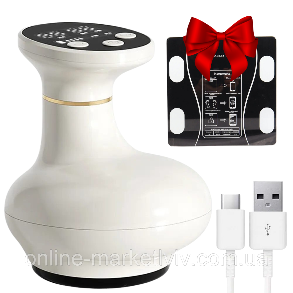 Вакуумний масажер з підігрівом + Подарунок Ваги A-8003 / Антицелюлітний масажер для тіла, фото 1