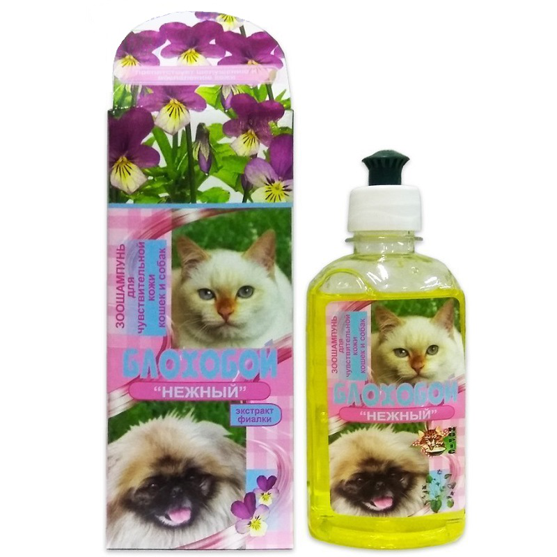 Шампунь для собак і котів Блохобій Ніжний протипаразитарний з екстрактом фіалки 200 мл Норис, фото 1