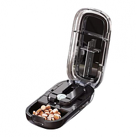 Таблетниця Різак/ контейнер 8,5 х 4,5 х 2,3 см з різаком для таблеток і ліків чорна