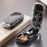 Таблетниця Різак/ контейнер 8,5 х 4,5 х 2,3 см з різаком для таблеток і ліків чорна, фото 8