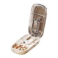 Таблетниця Різак/ контейнер 8,5 х 4,5 х 2,3 см з різаком для таблеток і ліків білий