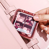 Таблетниця/органайзер/ контейнер 7.5 х 7.5 х 2.3 см для таблеток і ліків 4 відділення рожевий, фото 10