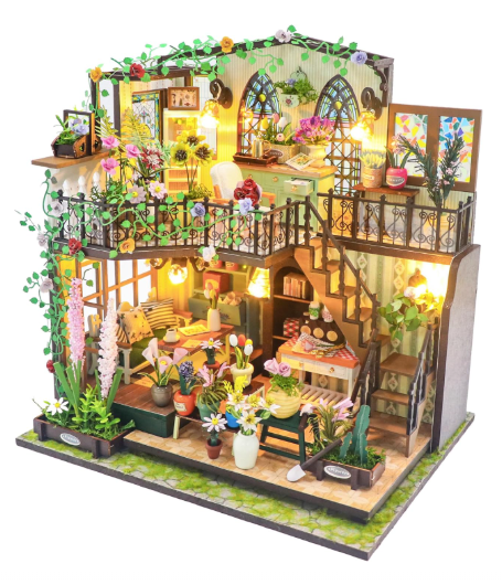 3D-конструктор Румбокс 3Д "Кімната Дарсі" 24см з LED-підсвічуванням, набір для складання мініатюрного будиночка, фото 1