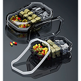 Таблетниця/органайзер/ контейнер 9.2 х 6.2 х 2.5 см для таблеток і ліків 6 відділення сірий, фото 2