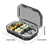 Таблетниця/органайзер/ контейнер 9.2 х 6.2 х 2.5 см для таблеток і ліків 6 відділення сірий, фото 3