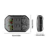 Таблетниця/органайзер/ контейнер 9.2 х 6.2 х 2.5 см для таблеток і ліків 6 відділення сірий, фото 5