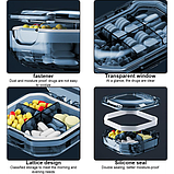 Таблетниця/органайзер/ контейнер 9.2 х 6.2 х 2.5 см для таблеток і ліків 6 відділення синій, фото 3