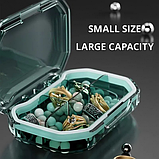 Таблетниця/органайзер/ контейнер 9.2 х 6.2 х 2.5 см для таблеток і ліків 6 відділення зелений, фото 5