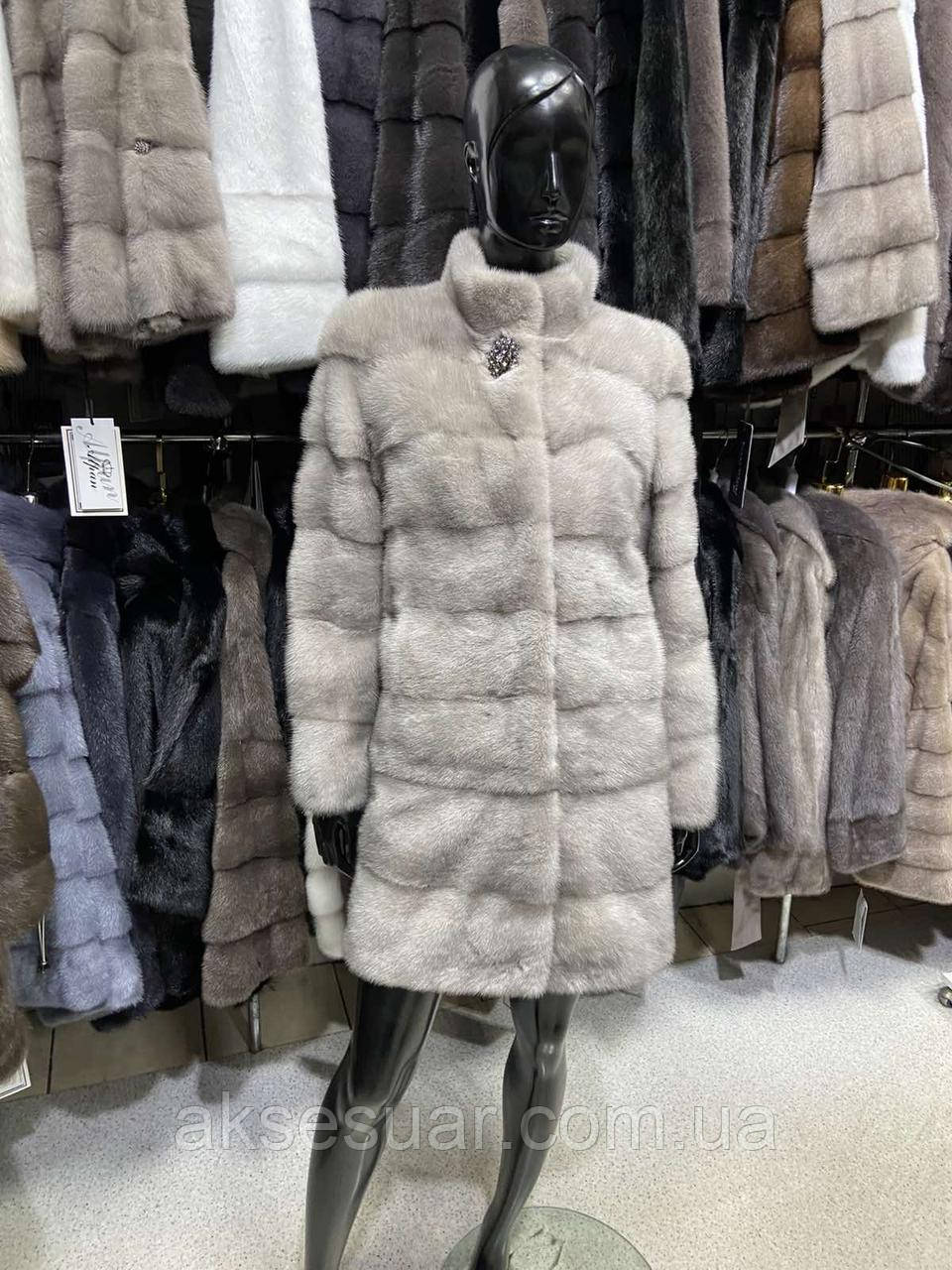 Шуба з натурального хутра норки,трансформер 90 див. колір бежевий, фото 1