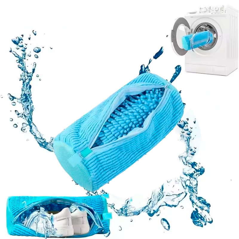 Мішок для прання взуття з мікрофібри Shoes Bag Блакитний, чохол для прання кросівок у пральній машині, фото 1