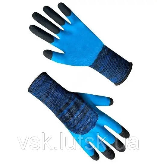 Рукавички синтетичні сині з подвійним спіненим латексним синьо-чорним 3/4 покриттям SEVEN FLL9320 ", фото 1