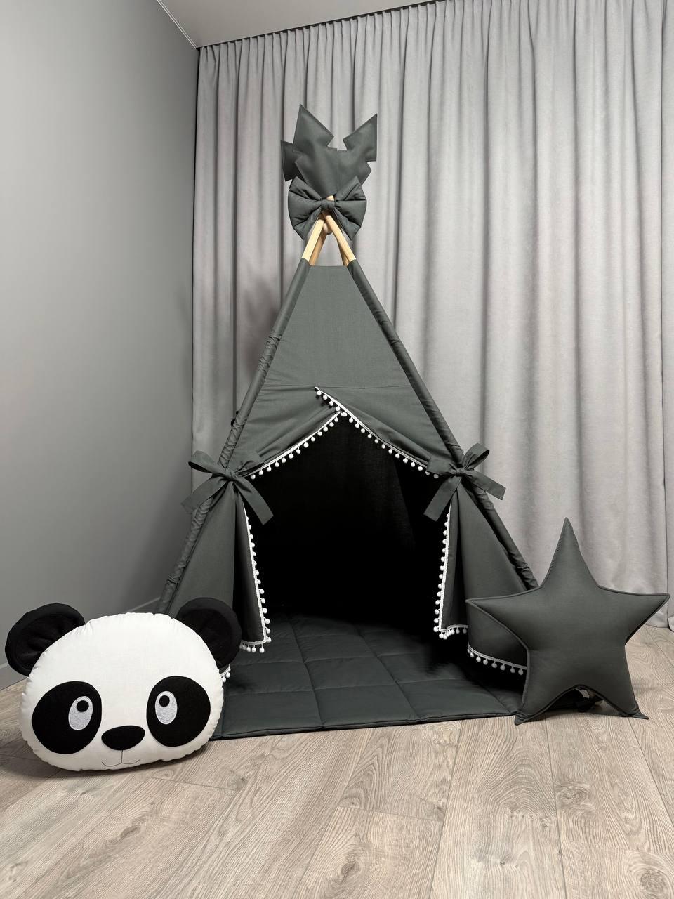 Вігвам для дітей Графіт 1 Повний комплект, вігвам дитячий, вігвам для хлопчика, дитячий вігвам, вігвам для дівчинки, вігвам, фото 1