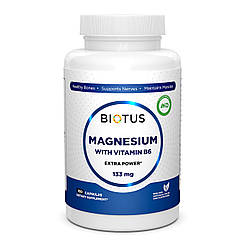 Магній з вітаміном В6, Magnesium with Vitamin B6, Biotus, 133 мг, 150 капсул