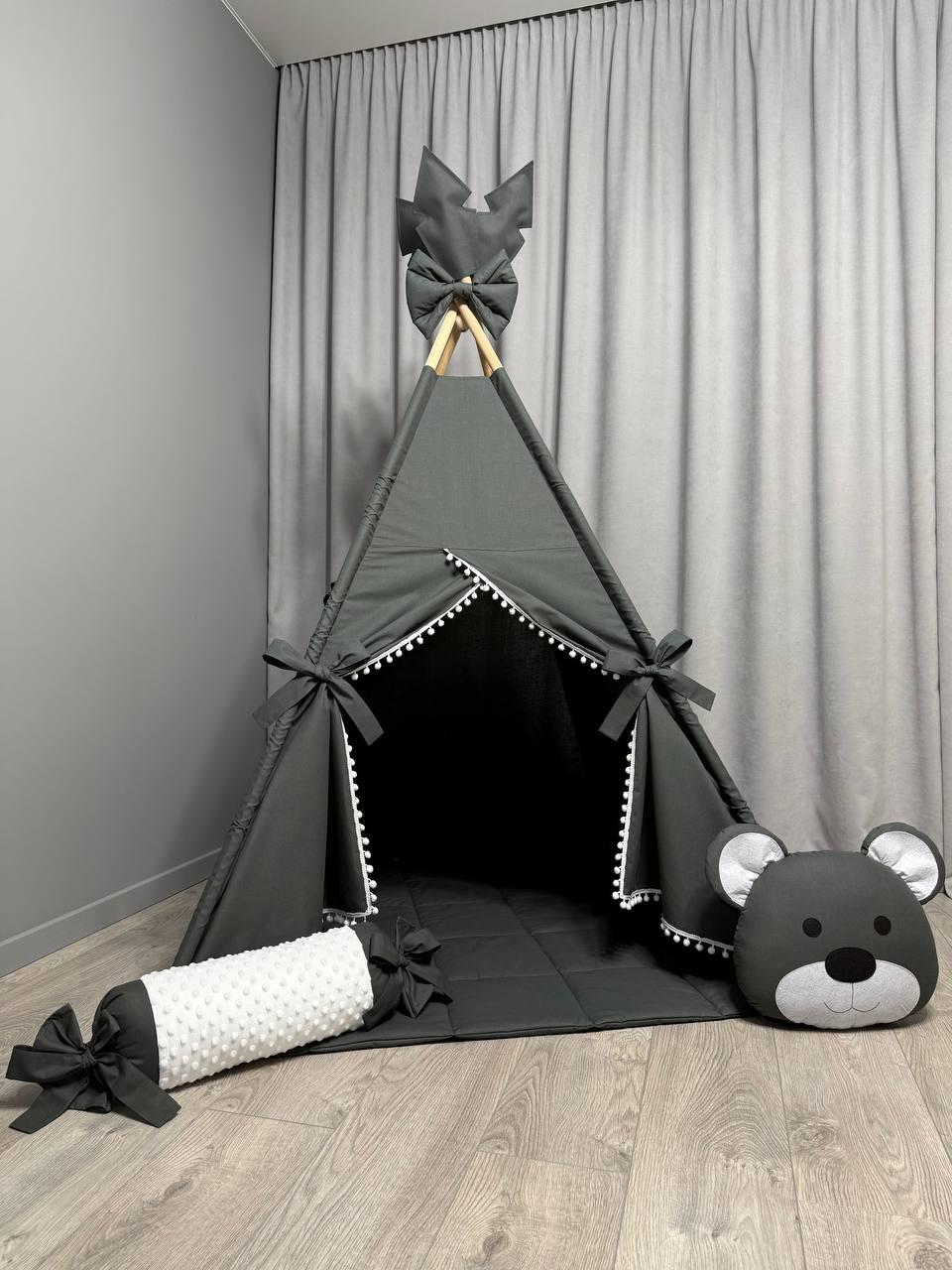 Вігвам для дітей Графіт 5 Повний комплект, вігвам дитячий, вігвам для хлопчика, дитячий вігвам, вігвам для дівчинки, вігвам, фото 1