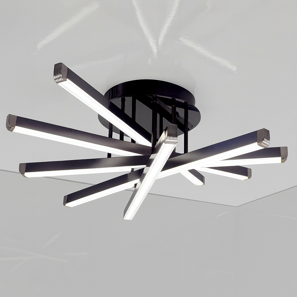 Люстра стельова світлодіодна Artlight 77W до 18 м² колір Чорний W185/5BK, фото 1