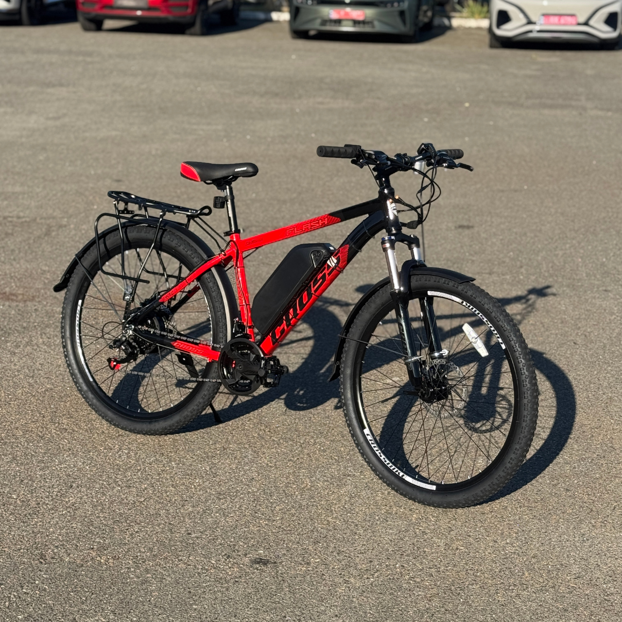 Велосипед з Е-комплектом з багажником 29" Flash red 2025 48 В 500Вт MXSUS 10 Ah/ до 35 км запас ходу+дисплей LSD10+Pas-ассистент