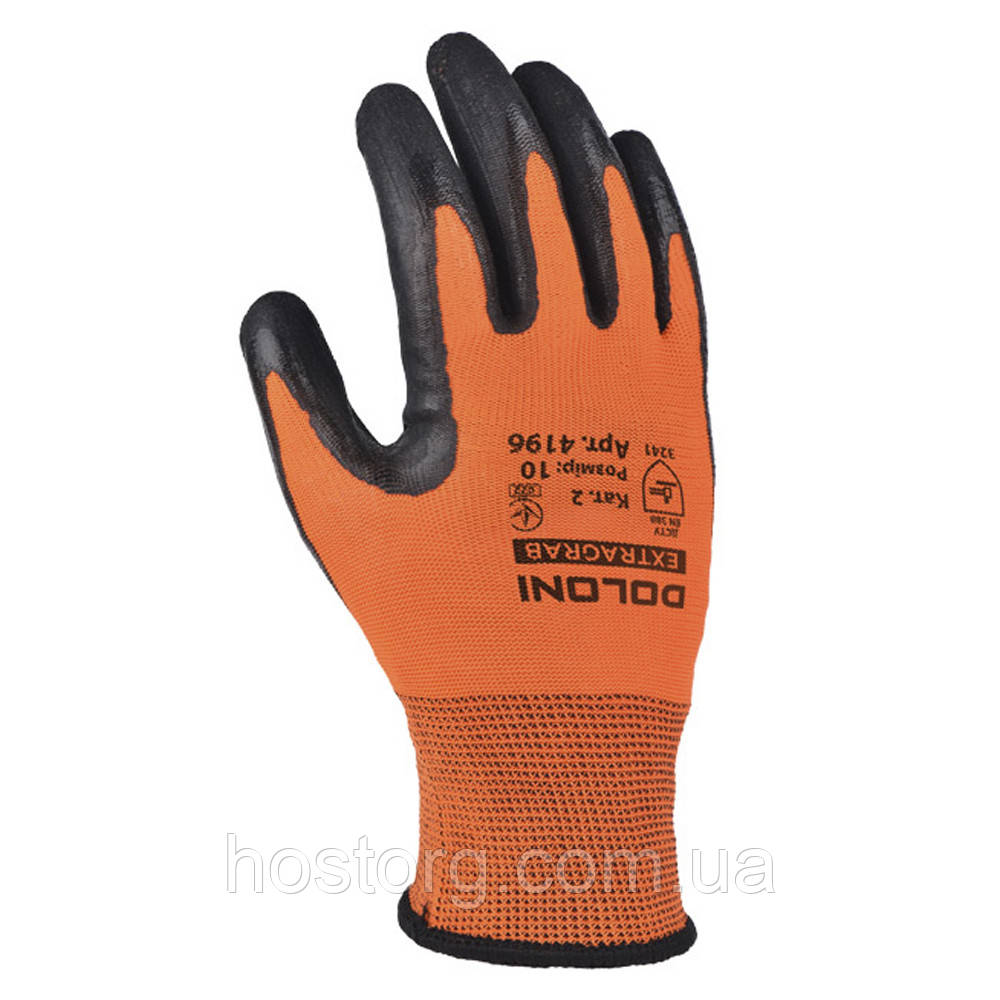 Рукавиці трикотажні EXTRAGRAB помаранчеві з латексним покриттям, розмір 10, арт. 4196