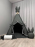 Вігвам для дітей Графіт 6 Повний комплект, вігвам дитячий, вігвам для хлопчика, дитячий вігвам, вігвам для дівчинки, вігвам, фото 6