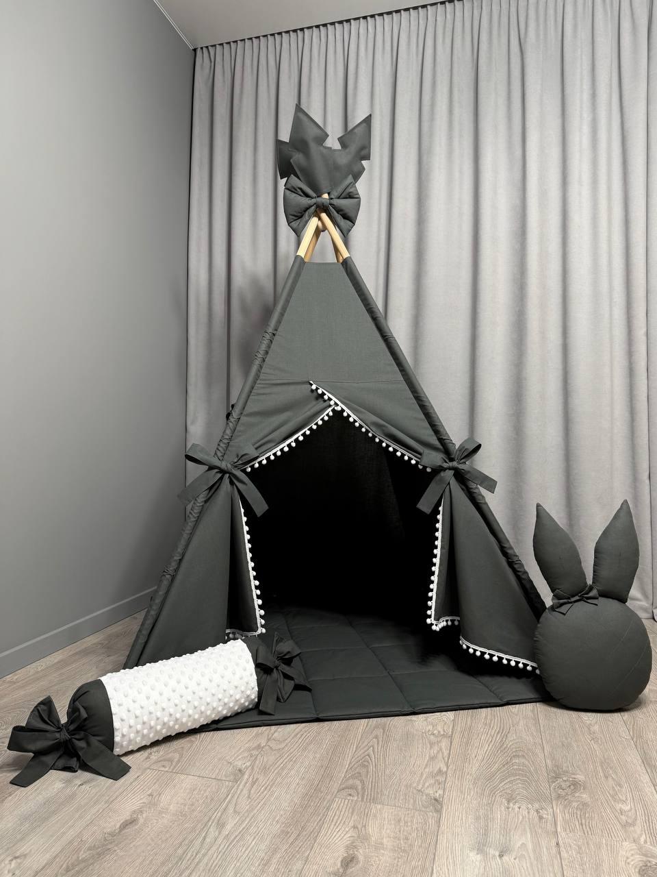 Вігвам для дітей Графіт 6 Повний комплект, вігвам дитячий, вігвам для хлопчика, дитячий вігвам, вігвам для дівчинки, вігвам, фото 1