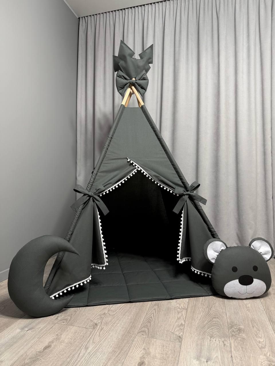 Вігвам для дітей Графіт 8 Повний комплект, вігвам дитячий, вігвам для хлопчика, дитячий вігвам, вігвам для дівчинки, вігвам, фото 1