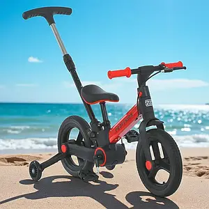 Дитячий велосипед трансформер з батьківською ручкою Profi Kids MB 1021 колеса 12" Червоний