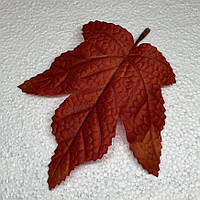 Кленовий лист с хвостиком (декоративний), розмір 13*14 см, цвет-червоно-помаранчевий, арт 019077, 1 шт, Різнокольоровий