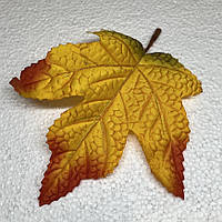 Кленовий лист с хвостиком (декоративний), розмір 13*14 см, цвет-жовто-помаранчевий, арт 019078, 1 шт, Різнокольоровий