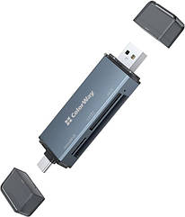 Зчитувач Кардрідер Colorway USB 2.0/USB-C to CF/SD/MicroSD (CW-CR-01) (код 153523)