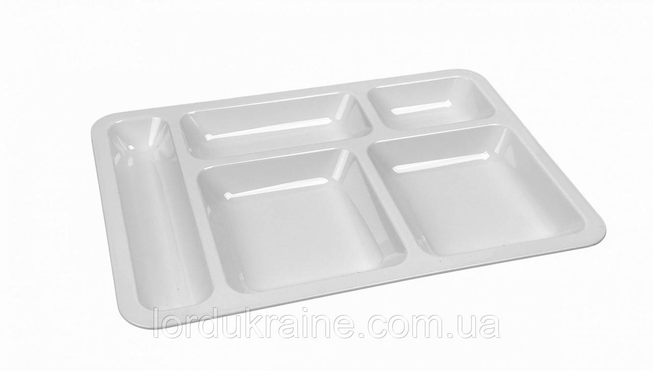 Блюдо для подачі з полікарбонату 4+1 секцій біле 40х28 см, фото 1