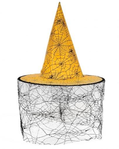 Шляпа відьми з вуалью (жовта)