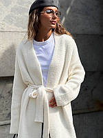 Білий кардиган міді пухнастий довгий травка