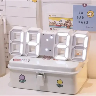 Електронний настільний LED годинник з будильником та термометром UKC 1089 Білий Біле підсвічування