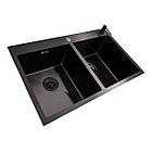 78*48 Мийка на дві чаші PVD чорна Valeso Handmade (3.0/0.8), фото 5