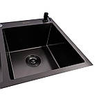 78*48 Мийка на дві чаші PVD чорна Valeso Handmade (3.0/0.8), фото 6