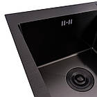 78*48 Мийка на дві чаші PVD чорна Valeso Handmade (3.0/0.8), фото 2