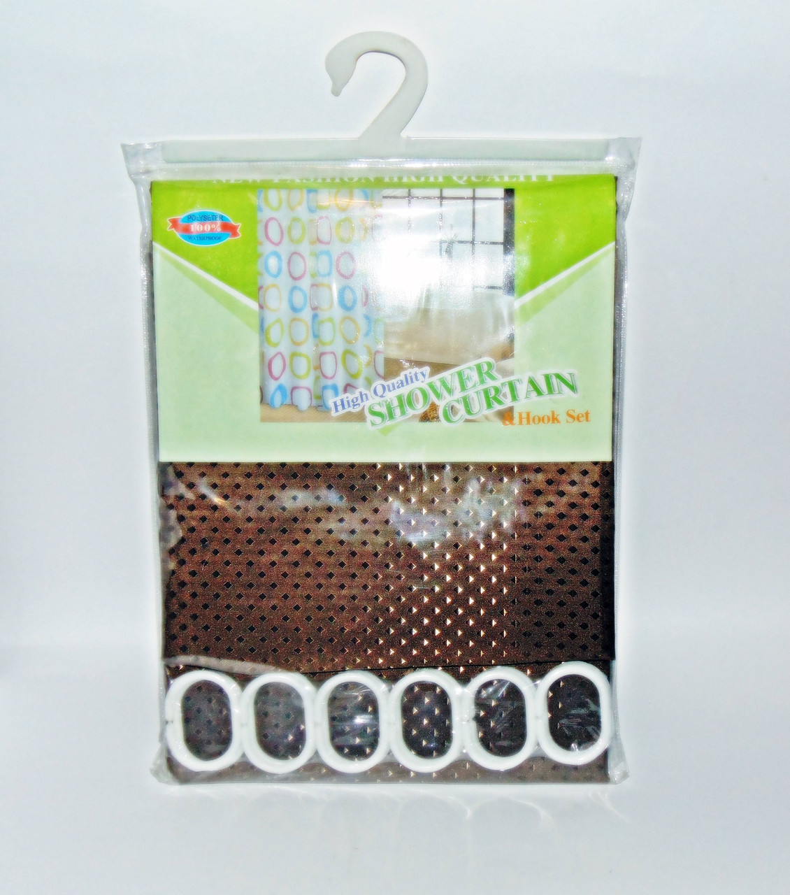 Штора для ванной тканевая однотонная коричневая - фото 1 - id-p480603459