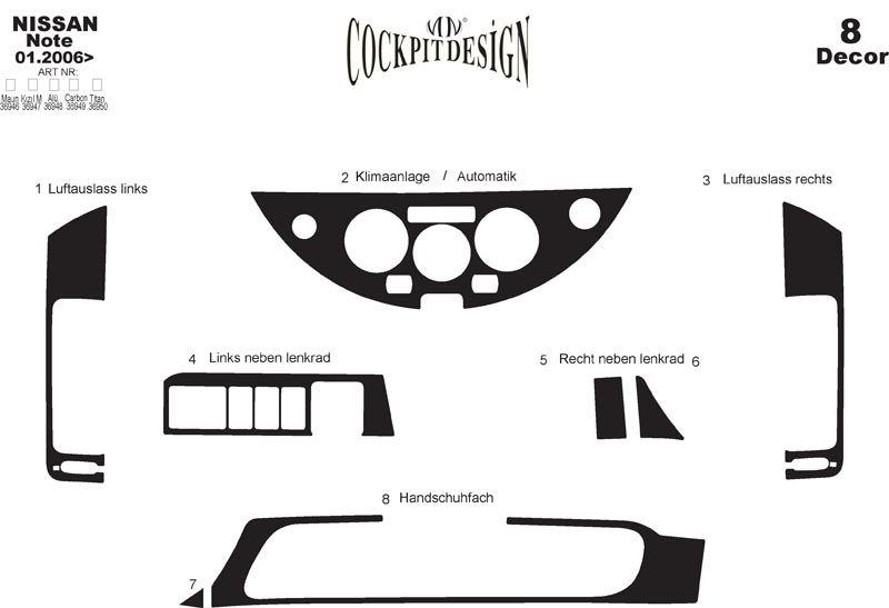 Накладки на панель Дерево для Nissan Note 2004-2012 рр, фото 1