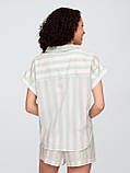 Домашній піжамний комплект Gap сорочка та шорти 1159844205 (Білий/Зелений M), фото 2