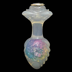 Анальна пробка ребриста UNIVIBE з каменем, силіконова, райдужна, 9 х 4.9 см 18+