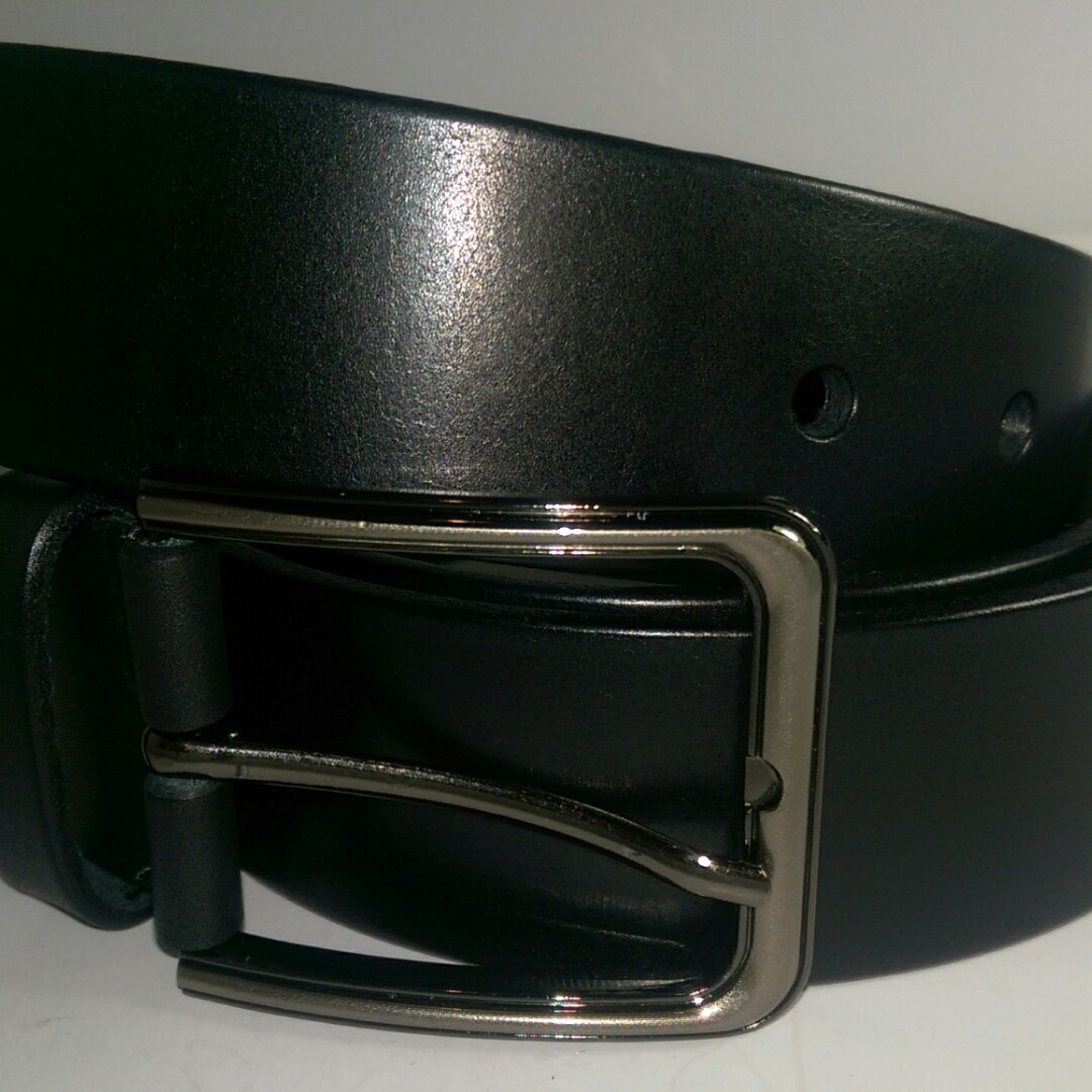 Ремінь чоловічий шкіряний гладкий тактичний міцний повсякденний чорний 4 см, фото 1