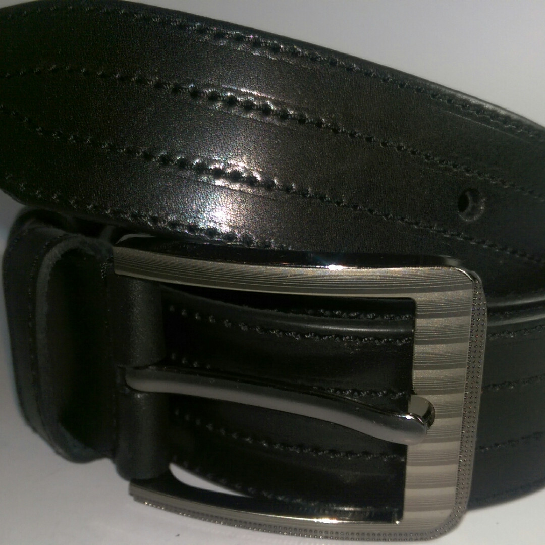 Ремінь чоловічий шкіряний класичний стильний чорний чорний 4 см, фото 1