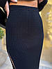 Жіночий демісезонний чорний комплект-двійка подвійної в'язки з напіввовни в р. 42/48 кофта + спідниця з розрізом, фото 6