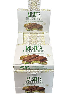Дубайський молочний шоколад з фісташковою начинкою Miskets 100г, фото 1