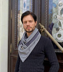 Чоловічий сірий 2-сторонній вовняний шарф "Единбург" на кільцях від My scarf снуд, бактус