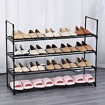 Підлогова Полиця етажерка металева для взуття 4-рівнева Bonro B37 чорна, фото 2