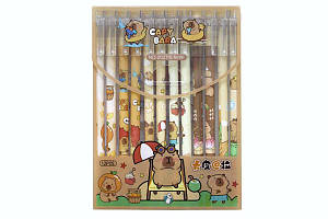 Набір ручок гелевих 12шт ООПТ в пвх упаковці, Капібара